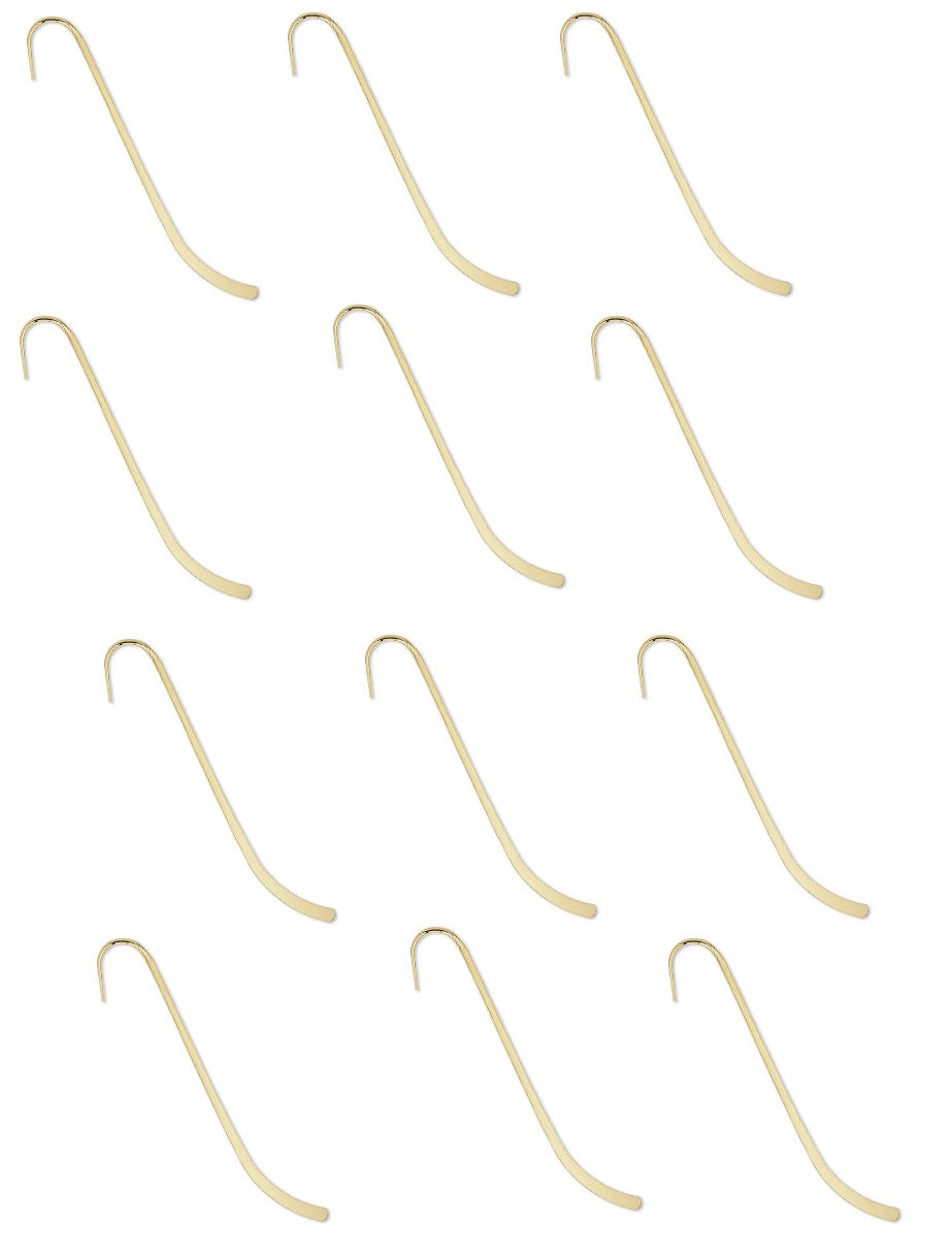 ONE DOZEN PIECES Quality Gold Plated BOOKMARK Findings 5" Shepherd's Hooks- 