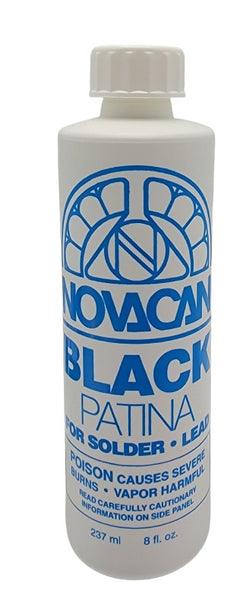 8 Ounce PATINA FOR STAINED GLASS Novacan BLACK for Solder Lead CHEMICALS ORMD