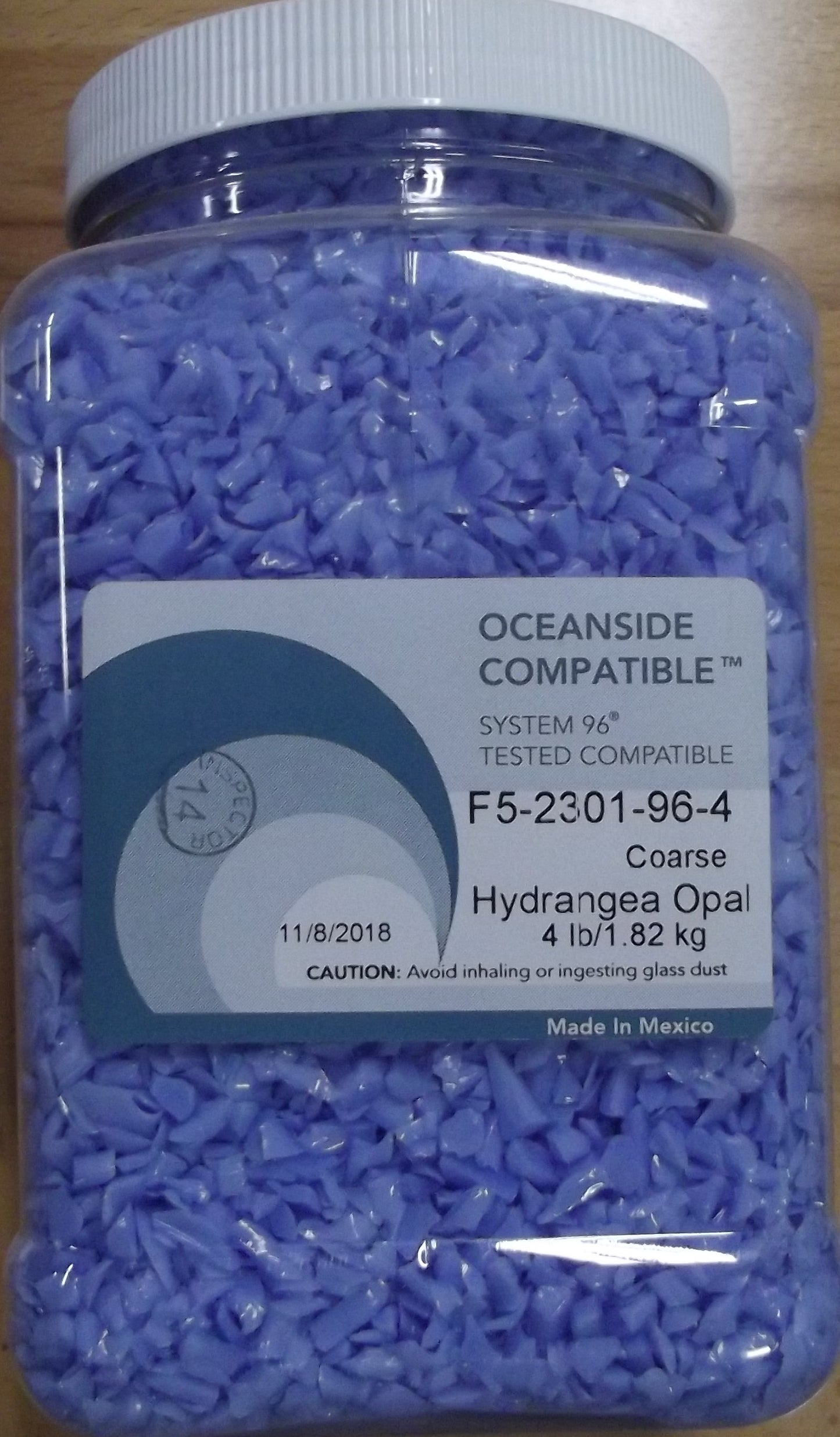 F5 2301 96 Hydrangea Opal 4 FOUR POUNDS COARSE Oceanside System 96 COE Glass Frit- 