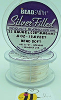 Beadsmith Pro Silver Bonded Filled Wire Half Hard Dead Soft 18 20 22 22 26 28 ga-Gauge Size Hardness Length 22ga Dead Soft 15.6 ft