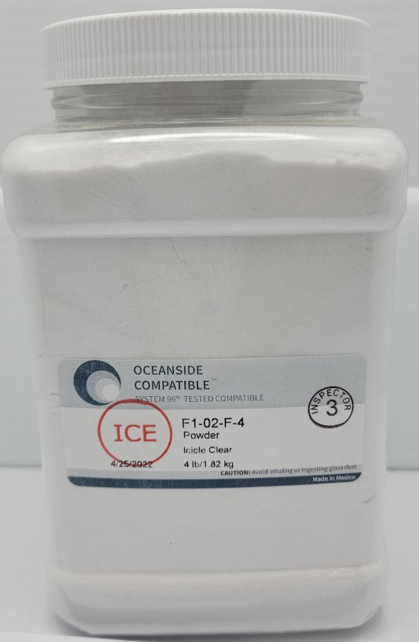 F1 02 Four Pounds Icicle Clear Powder System 96 COE Glass Frit Oceanside Compatible- 