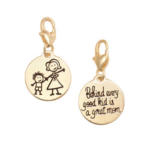 Behind Every Good Kid is a Great Mom two-sided Gold Tone Charm Amanda Blu Parent- 