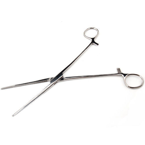 Glass Blowing Hot Glass 10" Straight Hemostat Locking Serrated Stainless Steel- 