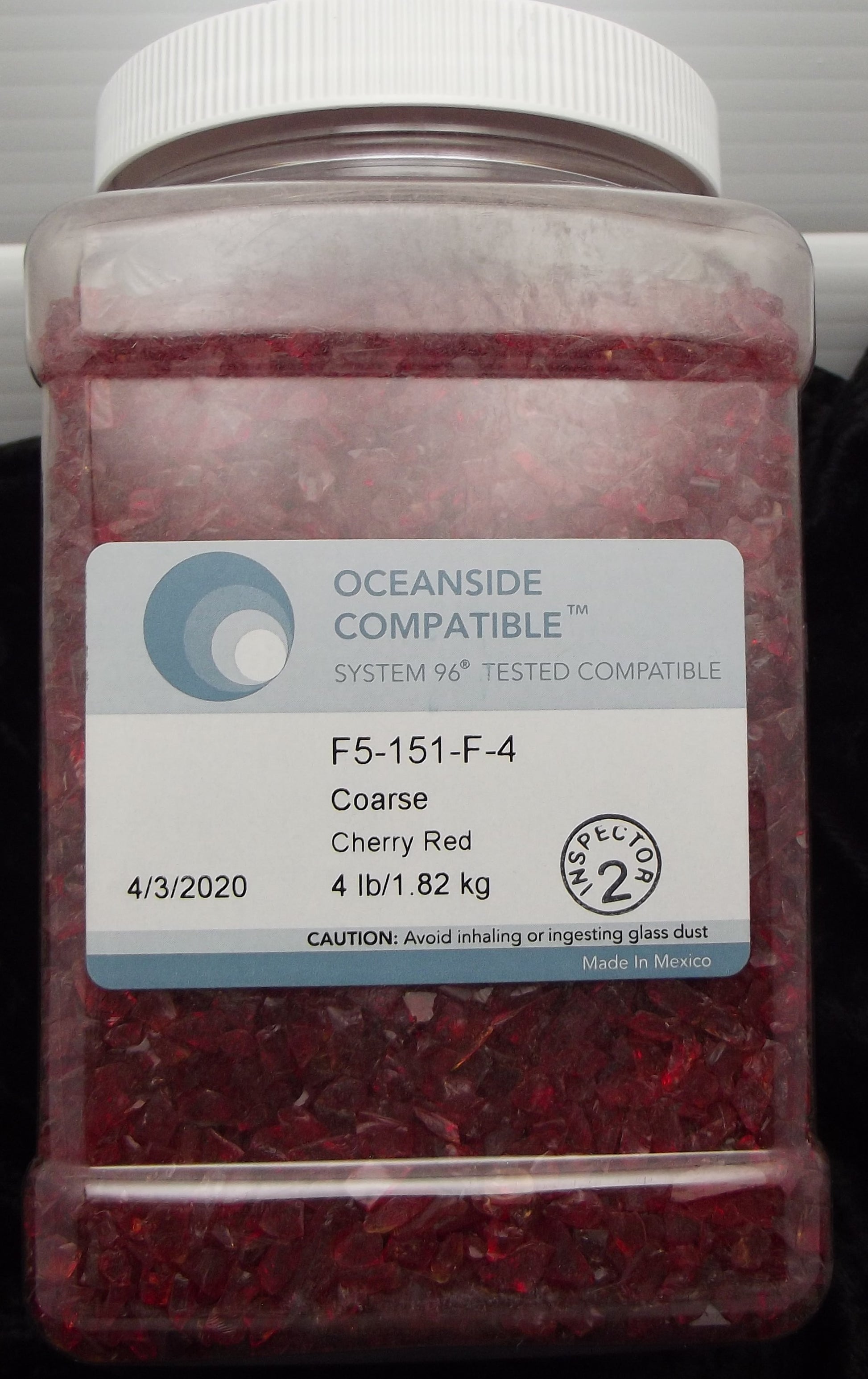 F5 151 Cherry Red COARSE FOUR POUNDS OGT 96 COE Glass Frit- 