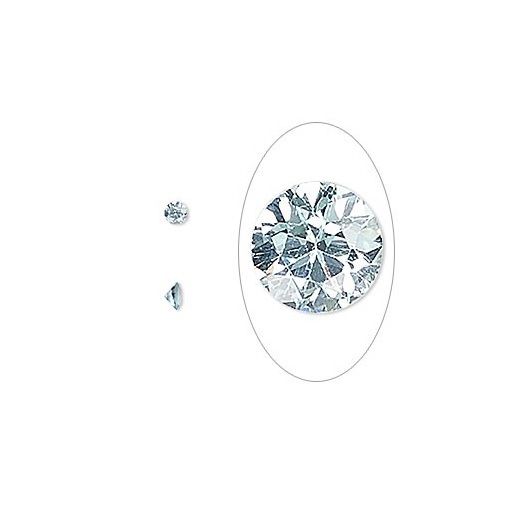 One Large 8mm Round Cubic Zirconia Choice Set or Fire In Metal Art Clay PMC-Variety/Type Aquamarine Blue