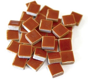 Brown 3/8" Ceramic Tiles 4 ounce Package About 125 Pieces Small Mosaics Glazed Crafts Doll House- 