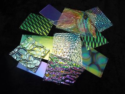 DICHROIC GLASS 8 oz Mix Color Texture on Clear 96 COE SCRAP Great Mix Patterns- 