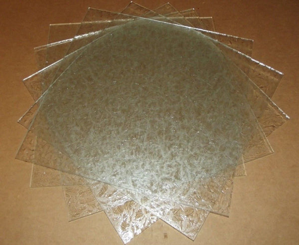 Six 12x12 in Stained Glass Sheet SINGLE GLUE CHIP Clear Frosty Background Glass- 