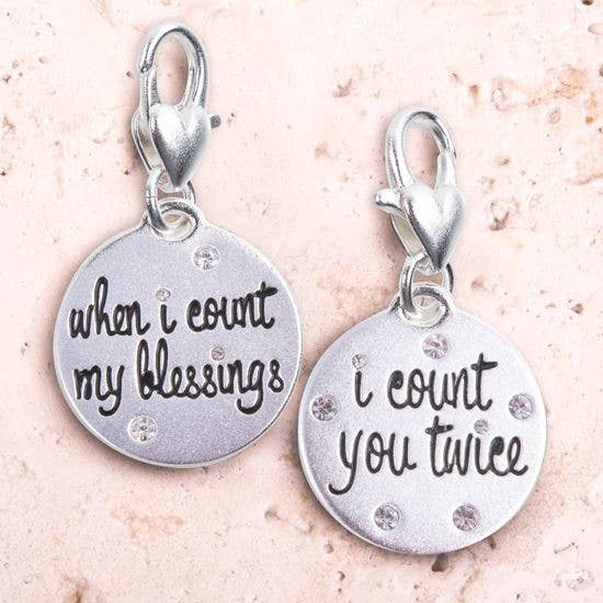 When I count my blessings I count you twice Silver Tone Medallion Clip- 