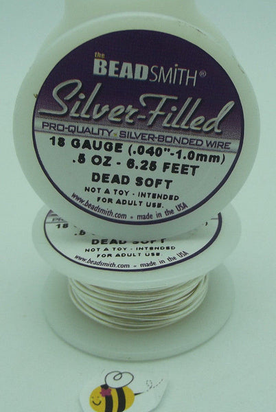 Beadsmith Pro Silver Bonded Filled Wire Half Hard Dead Soft 18 20 22 22 26 28 ga-Gauge Size Hardness Length 18ga Dead Soft 6.25 ft
