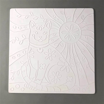 Cat Texture Plate Tile 10" Glass Fusing Mold Creative Paradise DT40 Supplies- 