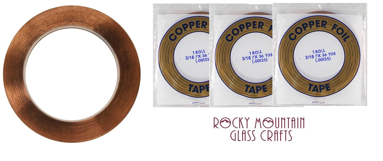 3 Rolls 3/16" EDCO Copper Foil Tape For Stained Glass 36 yards Supplies 1mil Supplies- 