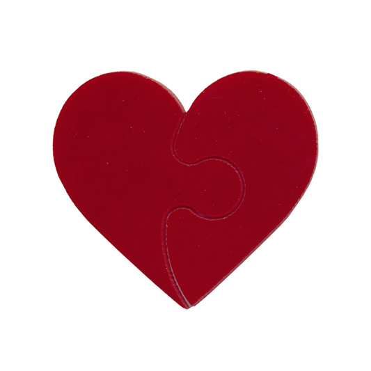 90 COE Precut Glass Heart Puzzle Pieces RED OPAL Glass Fusing Supplies- 