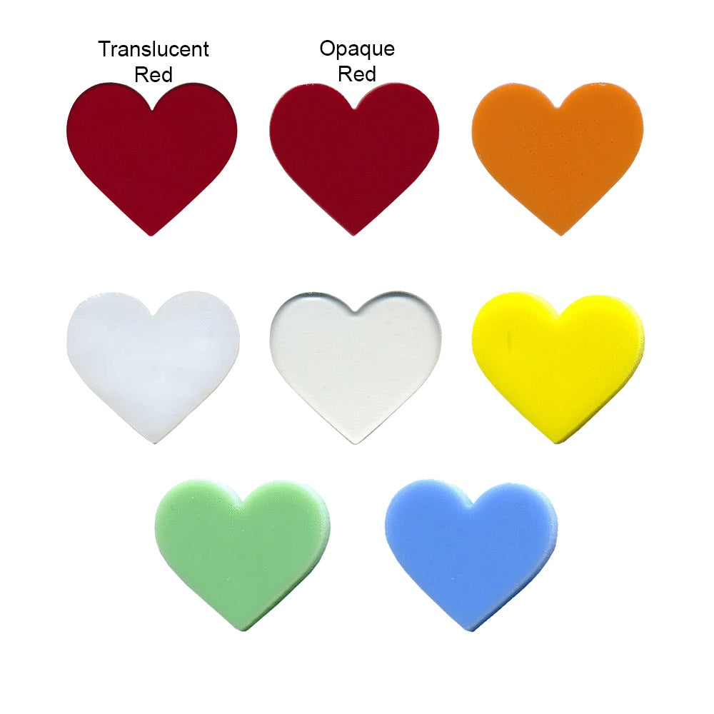 Glass Hearts OGT 96 COE 1" One Or Six Pieces Precut Design Element for Fusing- 