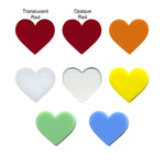 Glass Hearts Spectrum OGT System 96 COE 1" Choice Clear Blue Green Red Yellow White- 
