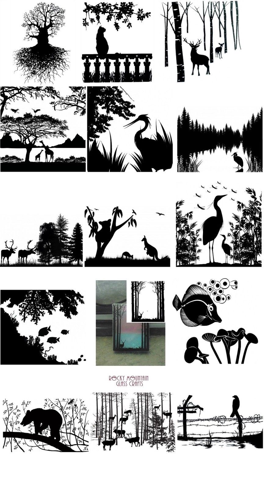 Choice ANIMAL NATURE Glass Enamel Fusing Decal Trees Fish Birds Deer Heron Bear- 