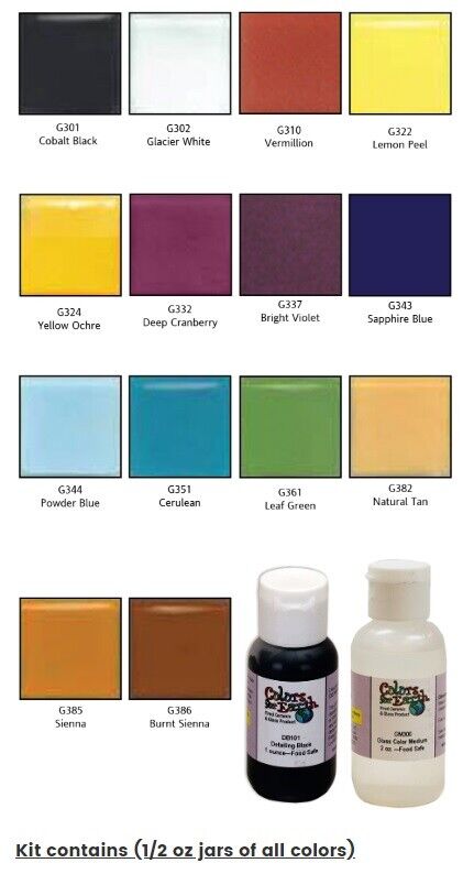 Colors for Earth Fired Glass Colors Sampler Kit Paints for Fusing & Ceramics- 