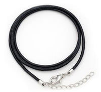 TEN Pack AANRAKU 16-inch 2mm round BLACK LEATHER NECKLACE Silver Plated Clasp