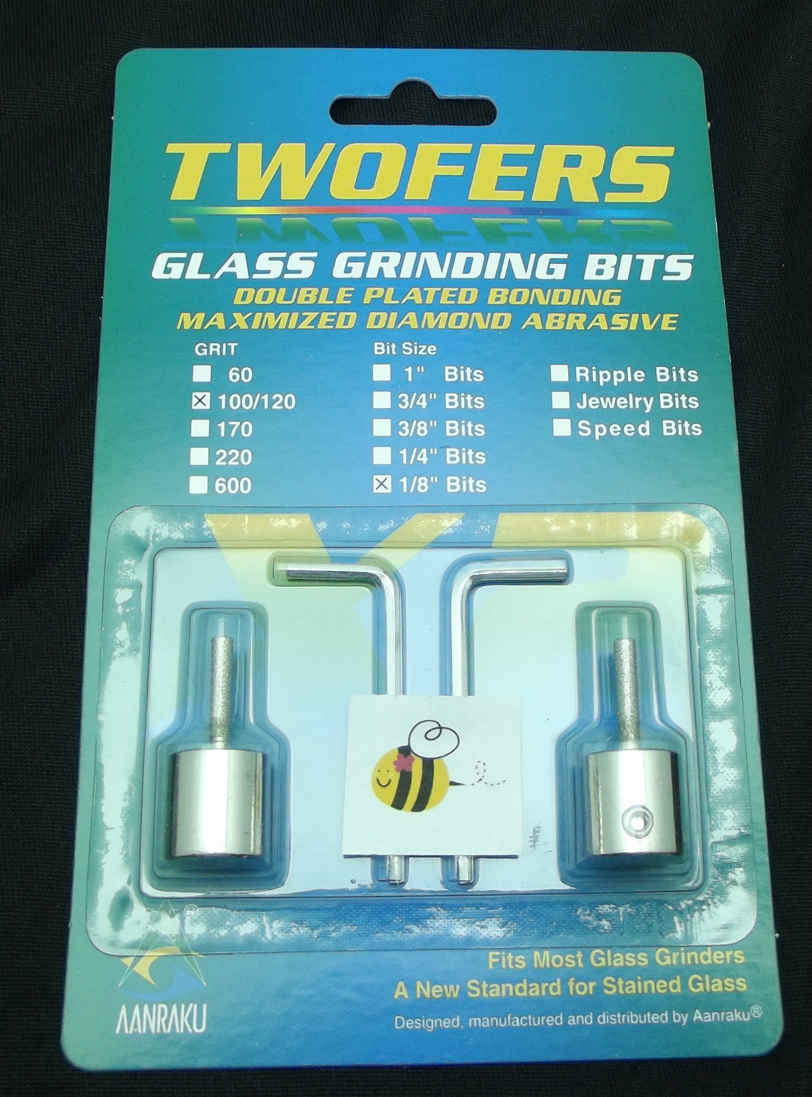 Grinder Bit Diamond 1/8" Twofers 2 Pack Stained Glass Fits MOST Inland Glastar- 