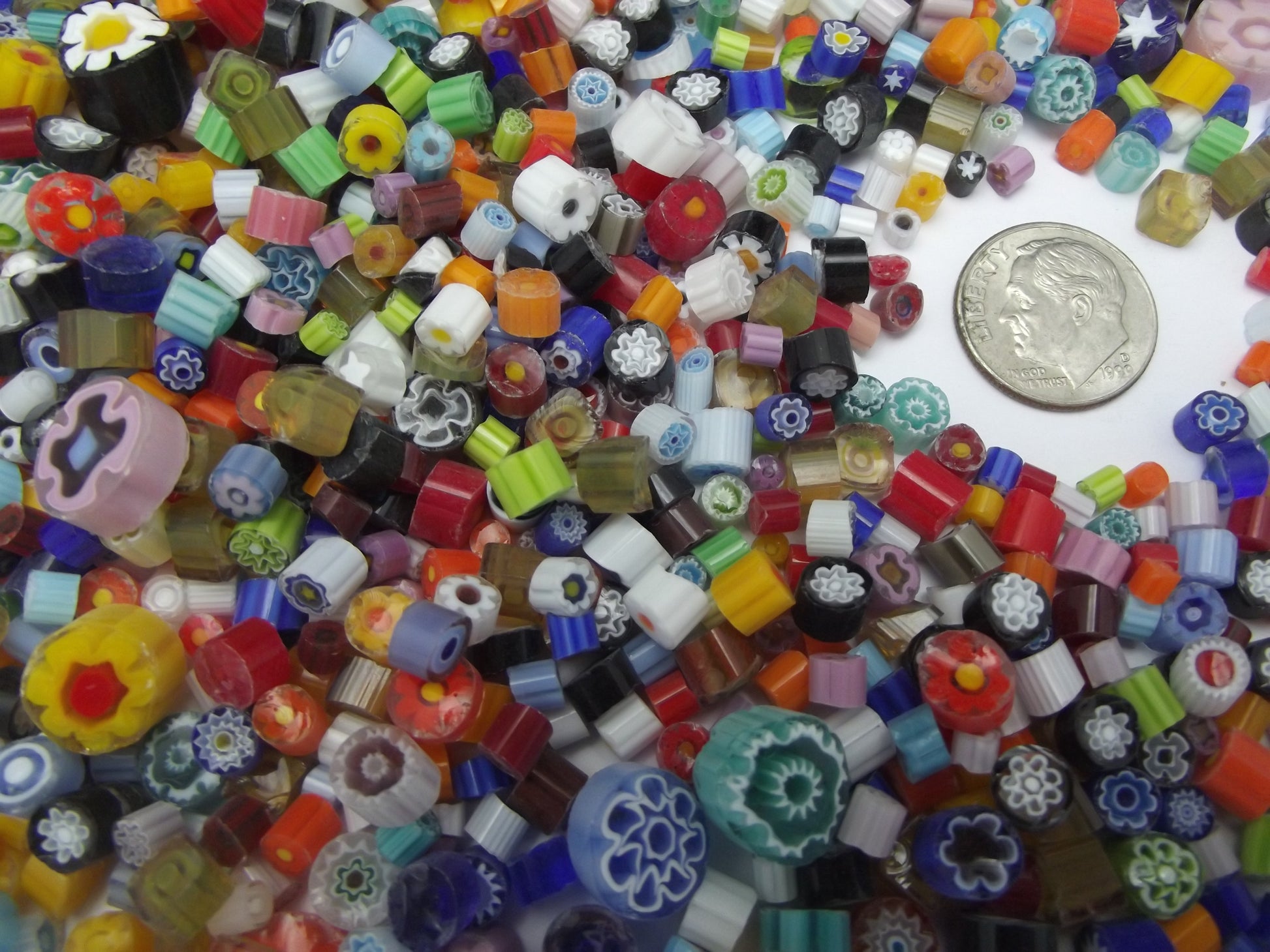 1/2 Pound 2-11mm ASSORTED Millefiori Slices Transparent Glass Lampwork Moretti Effetre- 