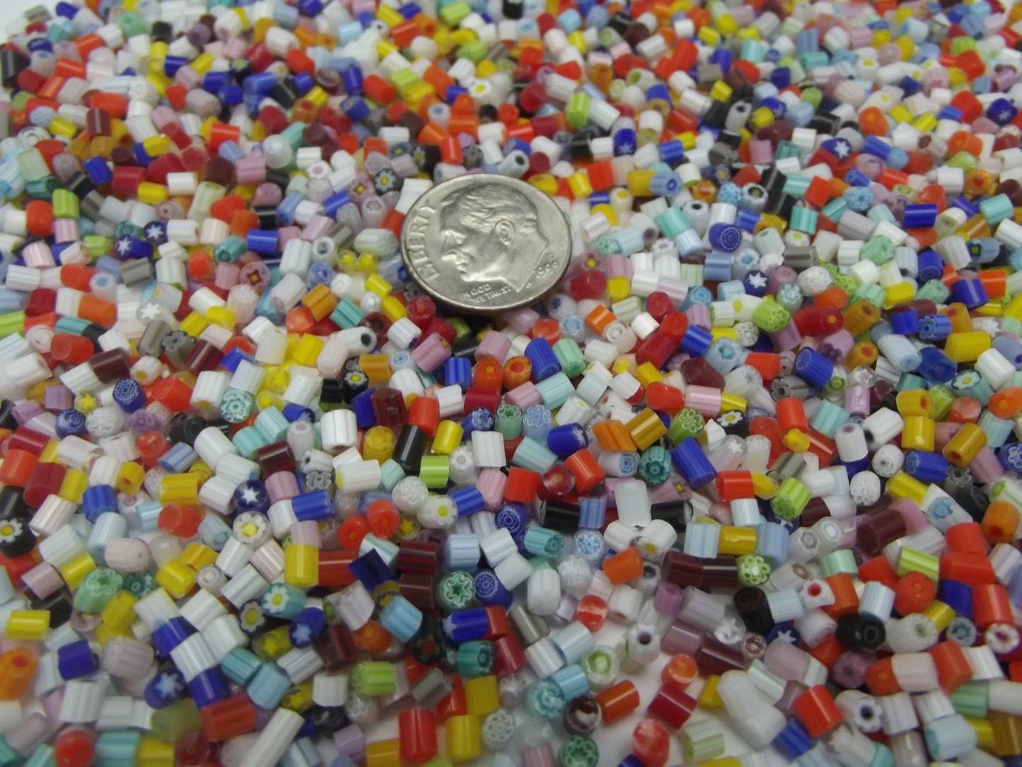 1/2 Pound 2-3mm Tiny Millefiori Slices Transparent Glass Lampwork Moretti Effetre 104 COE- 