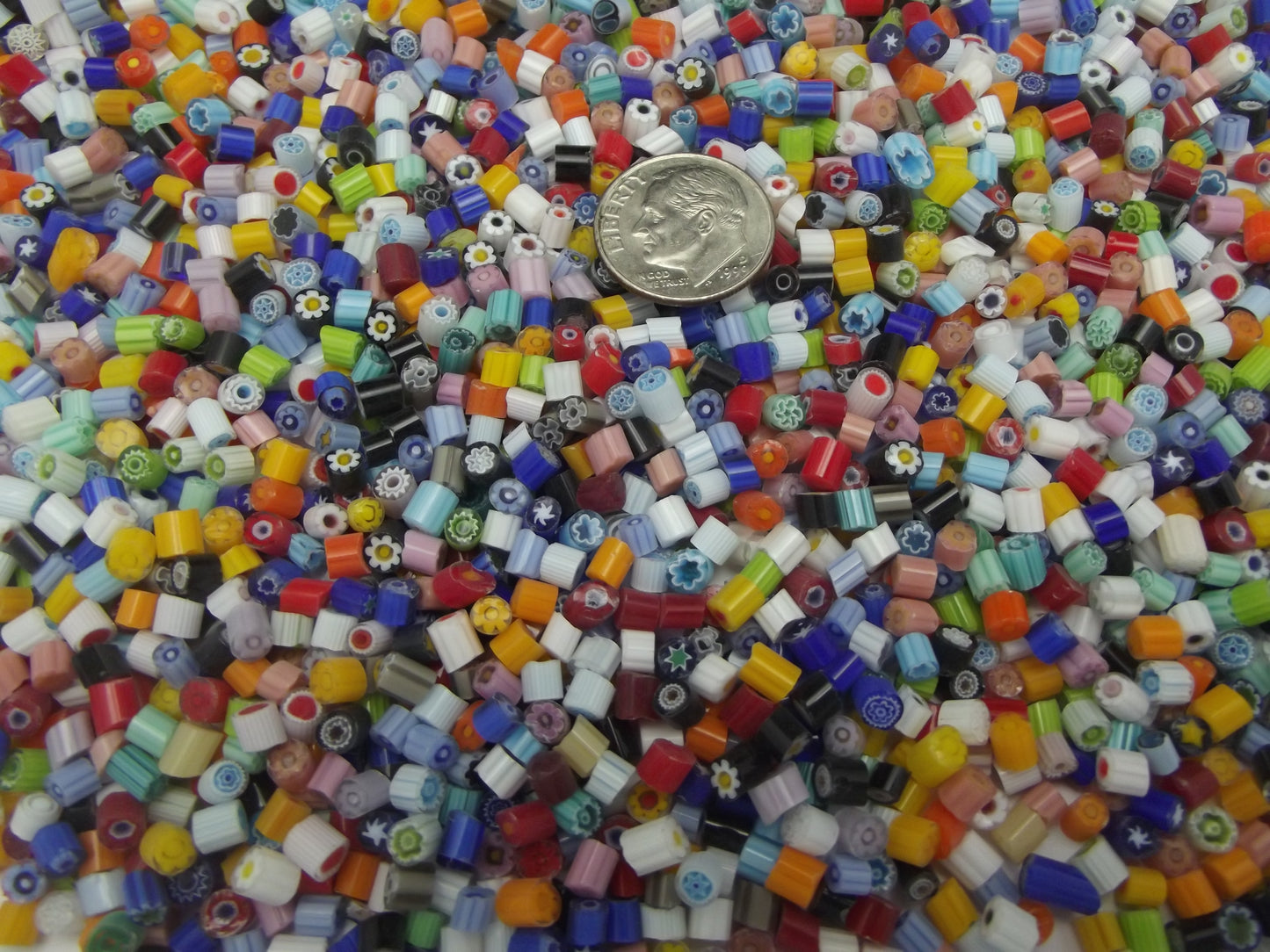 1/2 Pound 3-4mm Tiny Millefiori Slices Transparent Glass Lampwork Moretti Effetre 104 COE- 