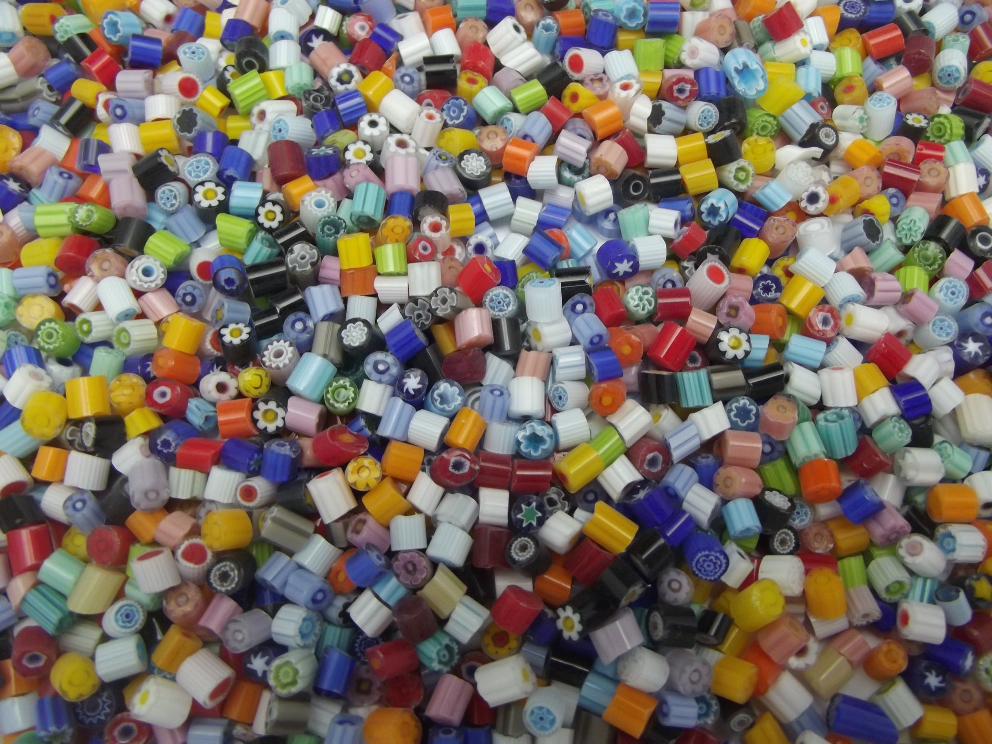 1/2 Pound 3-4mm Tiny Millefiori Slices Transparent Glass Lampwork Moretti Effetre 104 COE- 