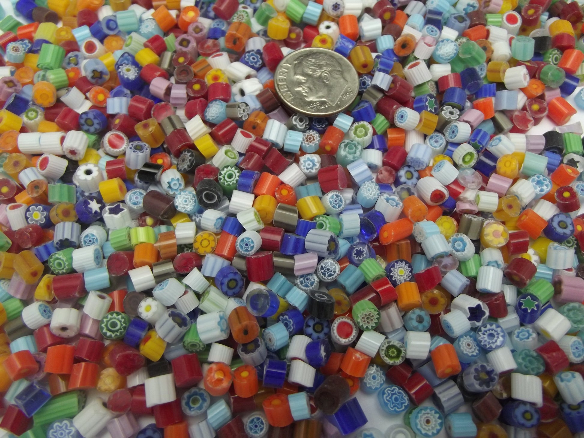 1/2 Pound 4-5mm Millefiori Slices Transparent Glass Lampwork Moretti Effetre 104 COE- 