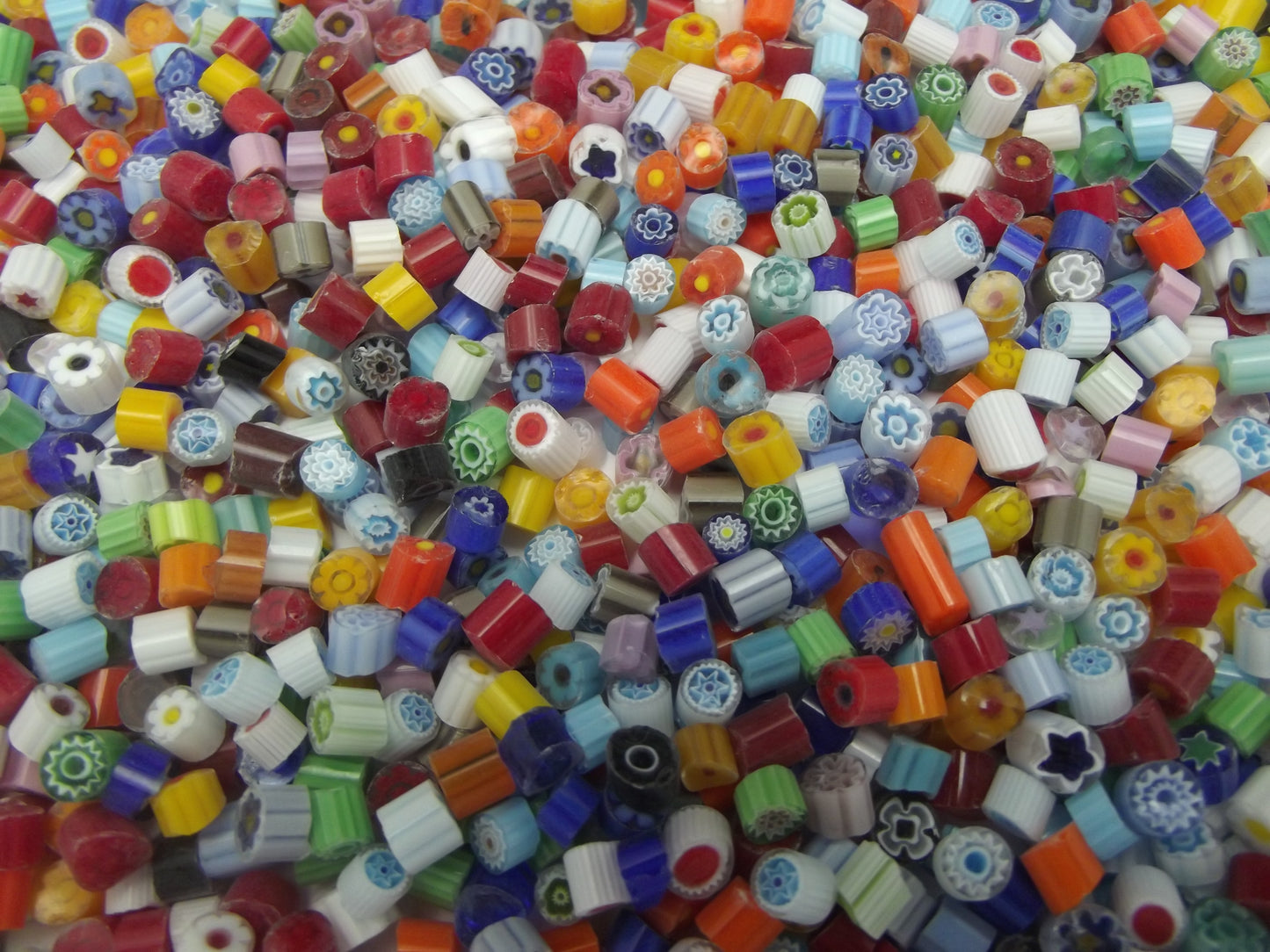 1/2 Pound 4-5mm Millefiori Slices Transparent Glass Lampwork Moretti Effetre 104 COE- 