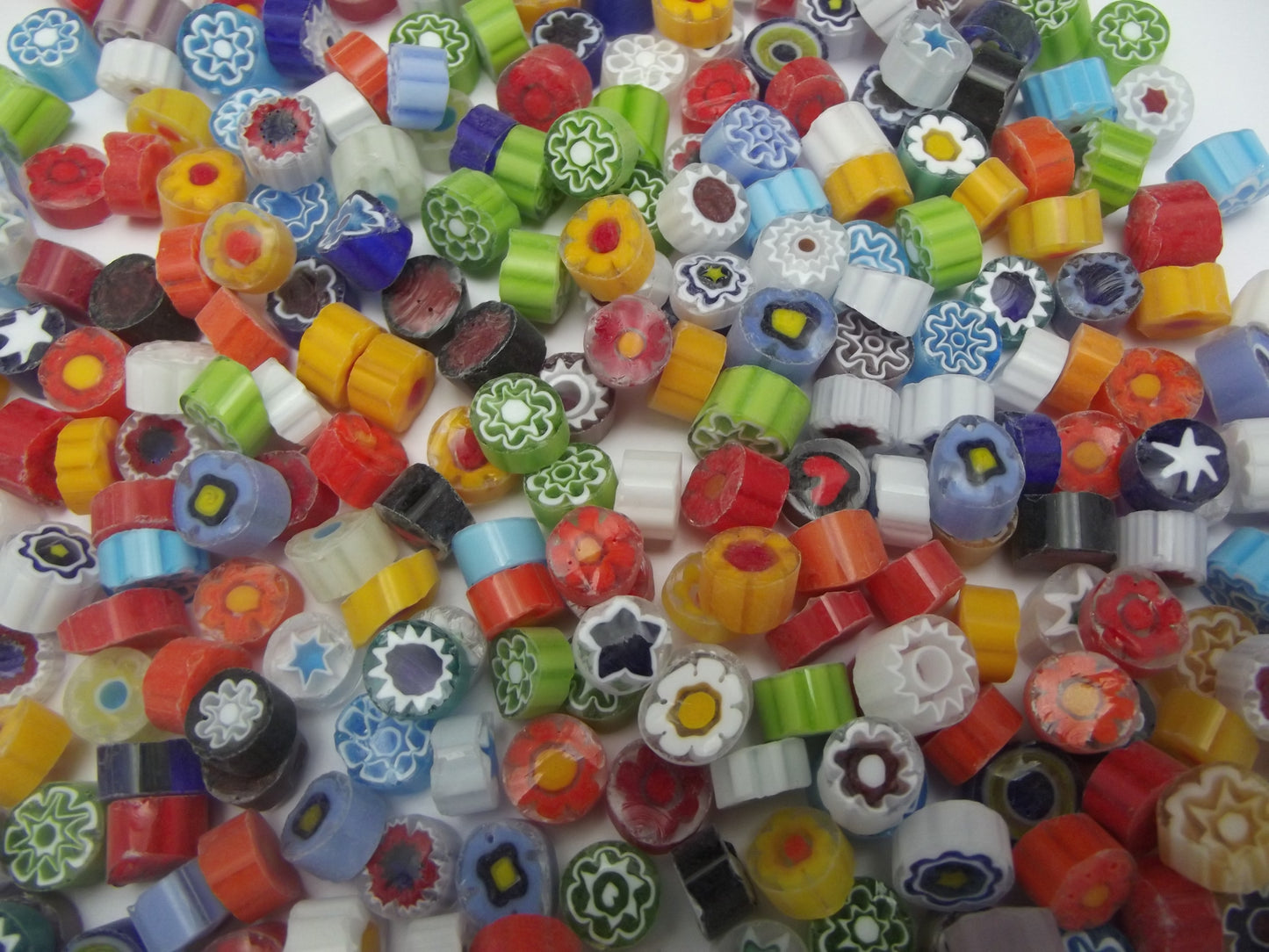 1/2 Pound 8-9mm Millefiori Slices Transparent Glass Lampwork Moretti Effetre 104 COE- 