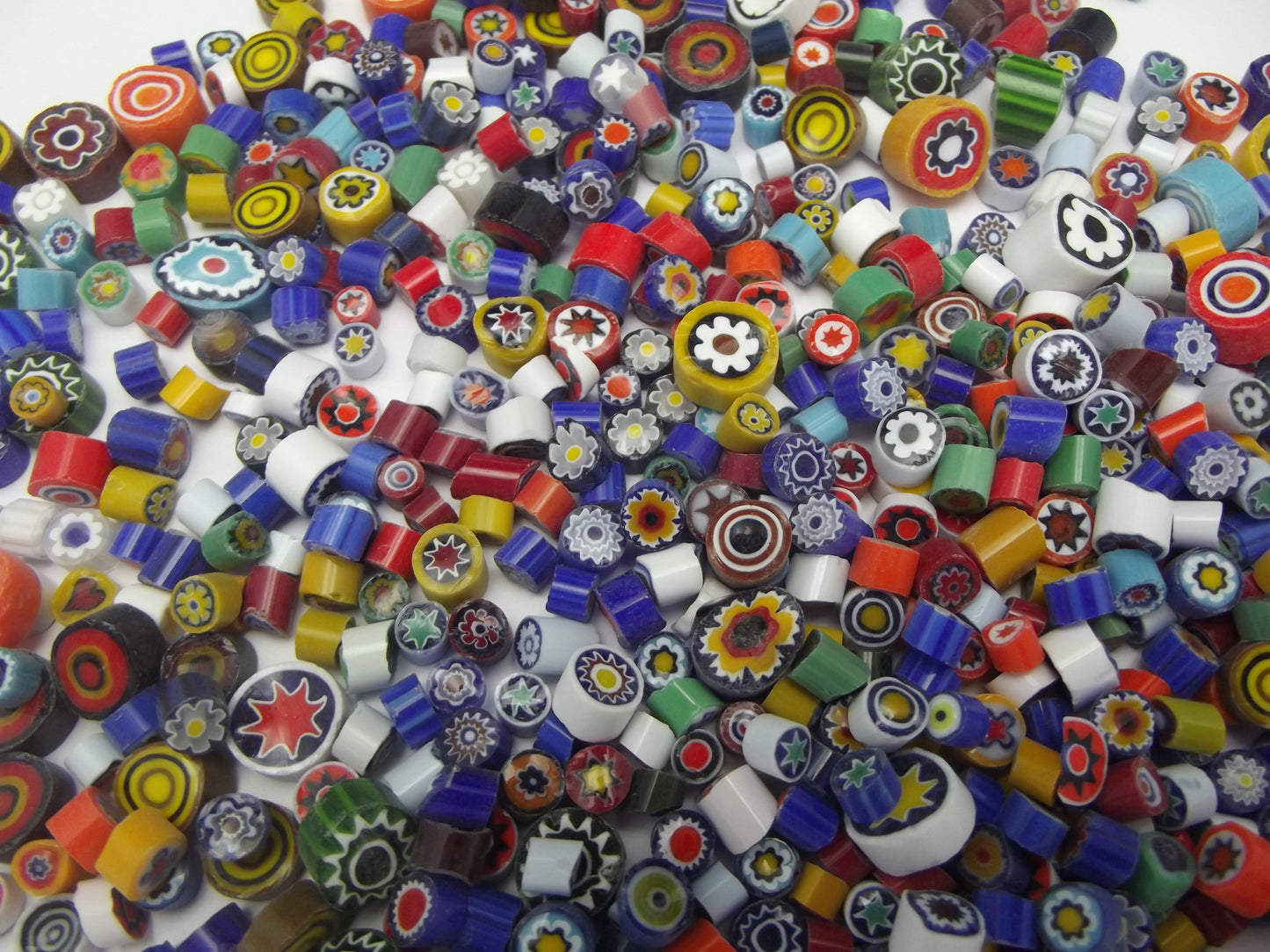 1/2 Pound  Assorted Sizes 3-10mm Millefiori Slices Opaque Glass Lampwork Moretti Effetre 104 COE- 