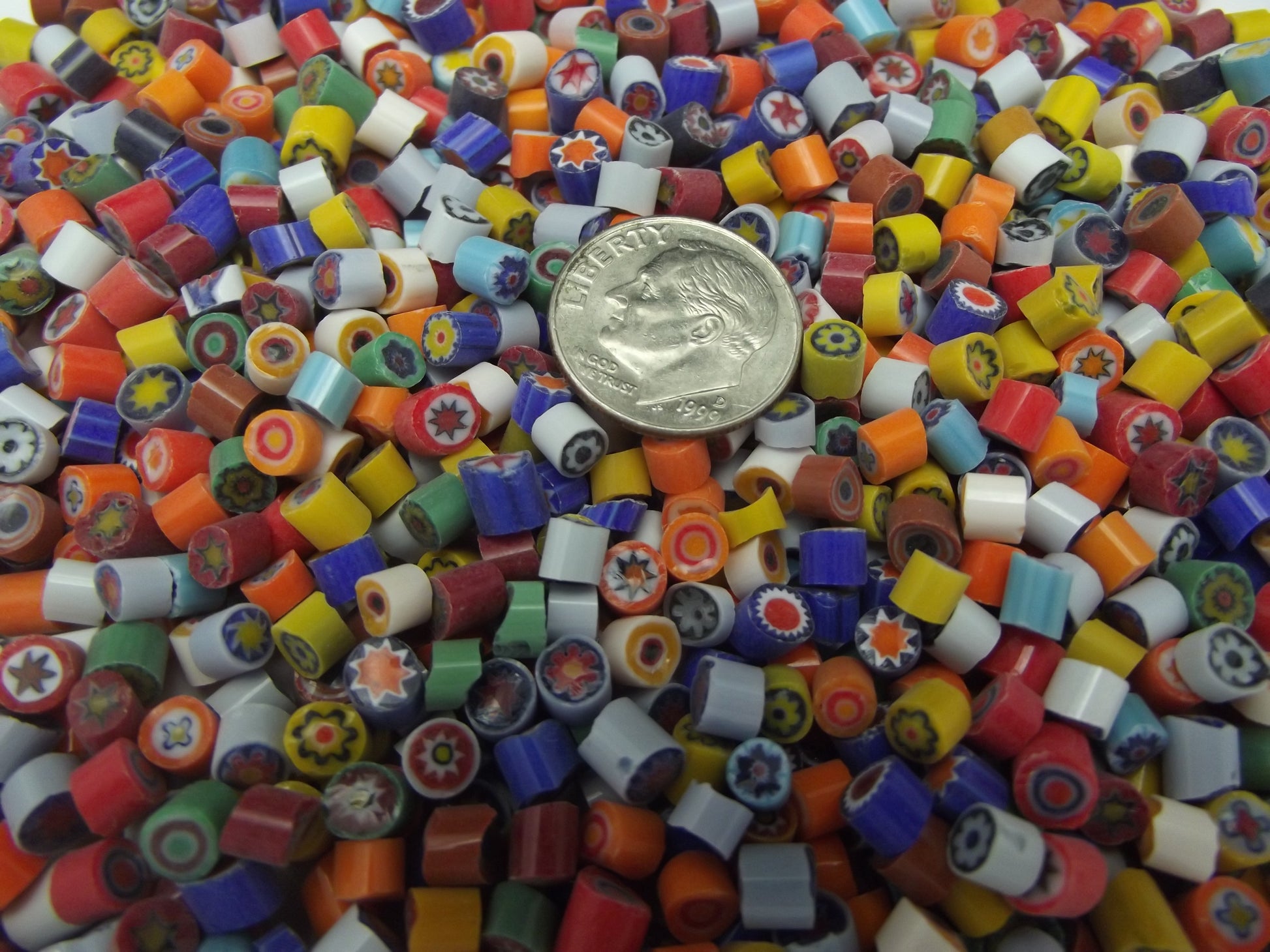 1/2 Pound  Assorted 4-5 Millefiori Slices Opaque Glass Lampwork Moretti Effetre 104 COE- 