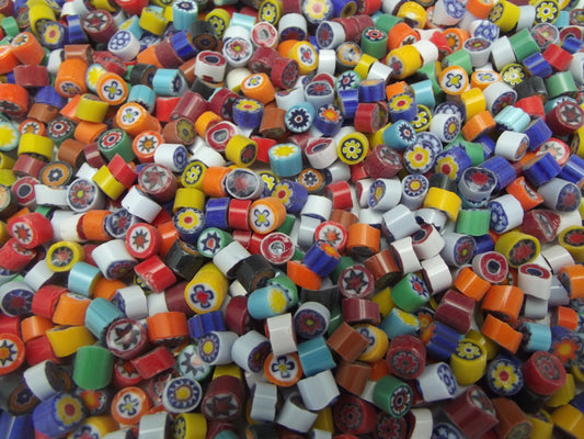 1/2 Pound  Assorted 5-6mm Millefiori Slices Opaque Glass Lampwork Moretti Effetre 104 COE- 