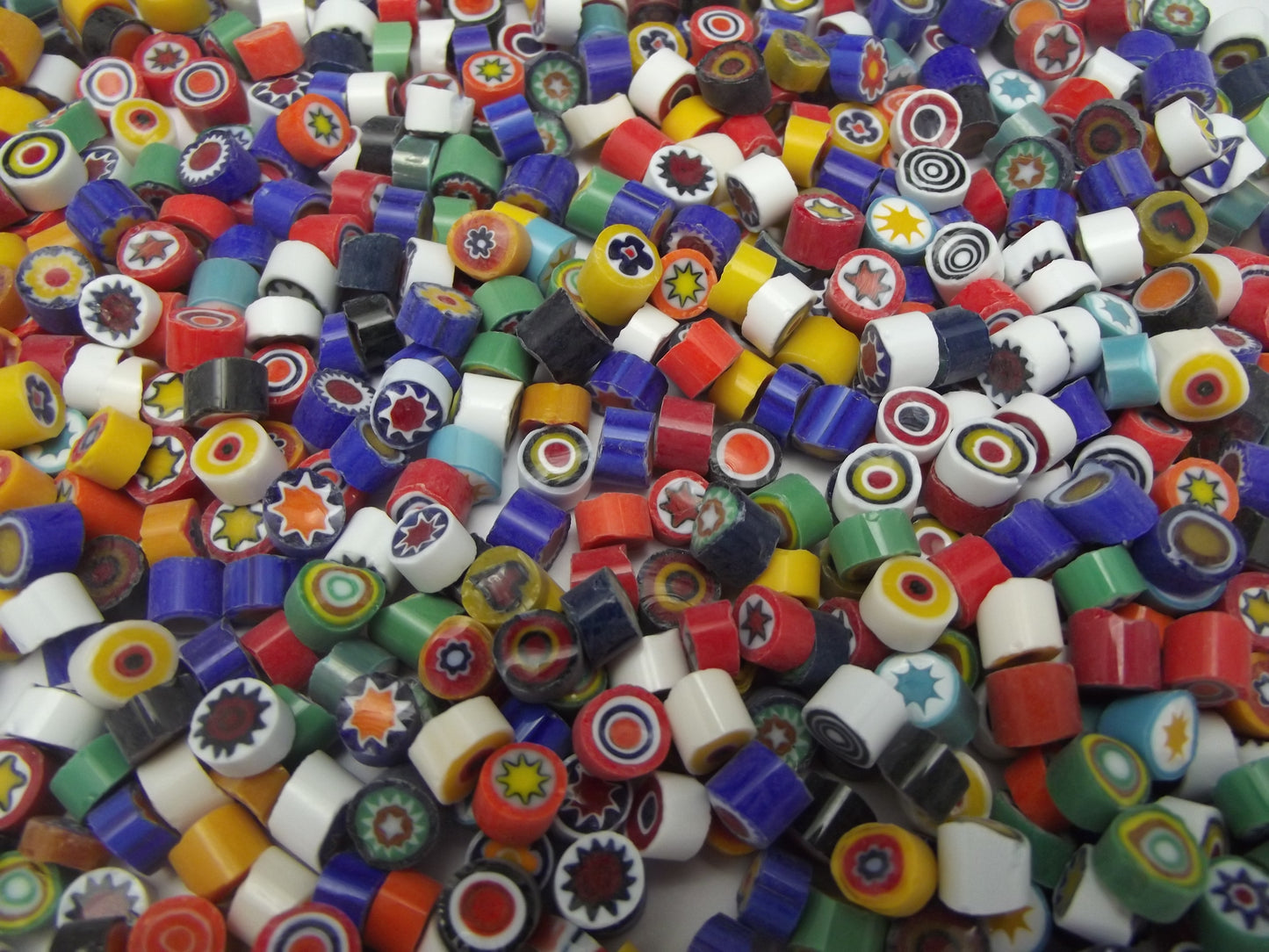 1/2 Pound Assorted 6-7mm Millefiori Slices Opaque Glass Lampwork Moretti Effetre 104 COE- 