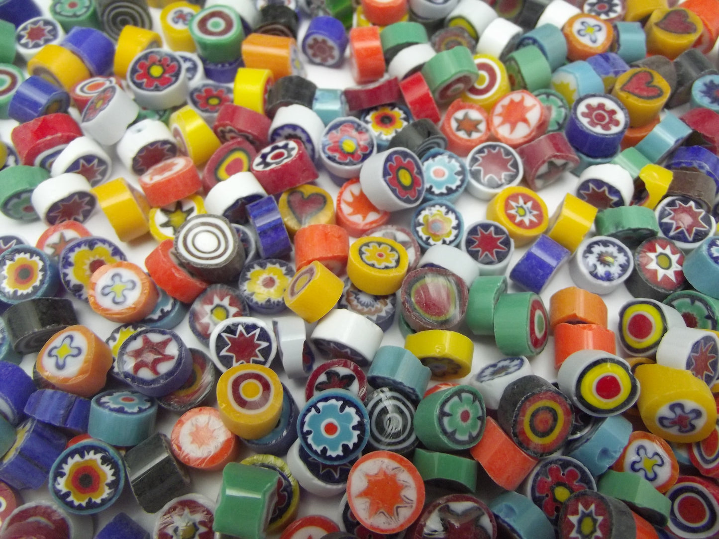 1/2 Pound  Assorted 8-9mm Millefiori Slices Opaque Glass Lampwork Moretti Effetre 104 COE- 