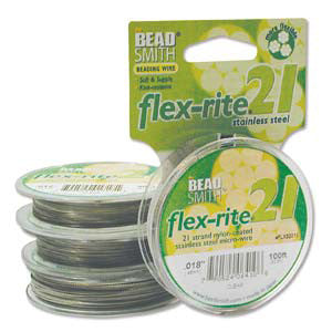 100 feet Stainless Steel CLEAR .018" 21 Strand BEADSMITH FLEX-RITE Bead FLEXRITE- 