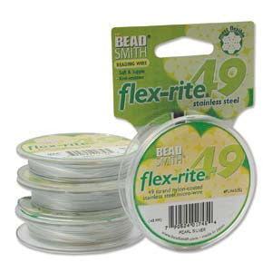 PEARL SILVER .014" 49 Strand 100' BEADSMITH FLEX-RITE  Beading Wire FLEXRITE- 