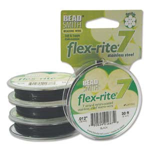 BLACK COLOR .012" 7 Strand 30 feet BEADSMITH FLEX-RITE Beading Wire FLEXRITE- 