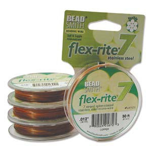 COPPER COLOR .012" 7 Strand 30' BEADSMITH FLEX-RITE Beading Wire FLEXRITE- 