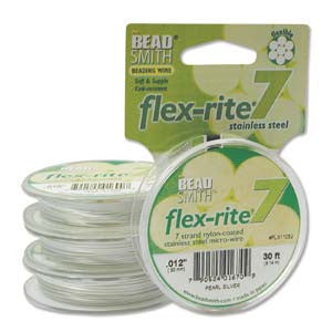 PEARL SILVER COLOR .012" 7 Strand 30' BEADSMITH FLEX-RITE Bead Wire FLEXRITE- 