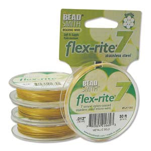 METALLIC GOLD COLOR .012" 7 Strand 30' BEADSMITH FLEX-RITE Bead Wire FLEXRITE- 