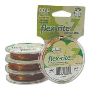 COPPER COLOR .014" 7 Strand 30' BEADSMITH FLEX-RITE Beading Wire FLEXRITE- 