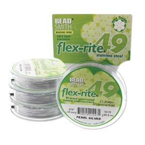 PEARL SILVER .014" 7 Strand 100' BEADSMITH FLEX-RITE  Beading Wire FLEXRITE- 