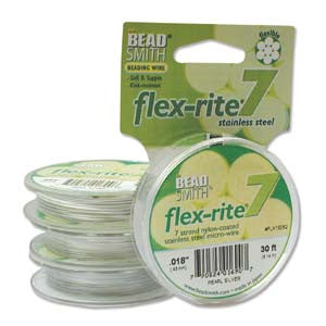 PEARL SILVER COLOR .018" 7 Strand 30' BEADSMITH FLEX-RITE Bead Wire FLEXRITE- 