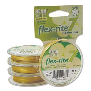 METALLIC GOLD COLOR .018" 7 Strand 30' BEADSMITH FLEX-RITE Bead Wire FLEXRITE- 