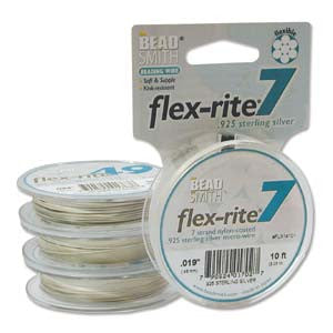 Solid Sterling Silver .019" 7 Strand 10' BEADSMITH FLEX-RITE Bead Wire FLEXRITE- 