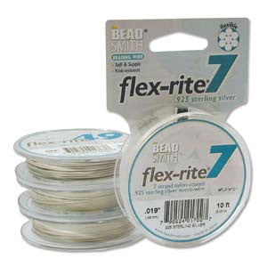 Solid Sterling Silver .019" 7 Strand 10' BEADSMITH FLEX-RITE Bead Wire FLEXRITE