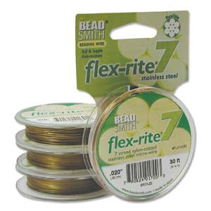 BRONZE COLOR .020" 7 Strand 30 feet BEADSMITH FLEX-RITE Beading Wire FLEXRITE- 