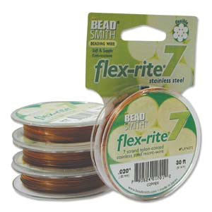 COPPER COLOR .020" 7 Strand 30' BEADSMITH FLEX-RITE Beading Wire FLEXRITE- 