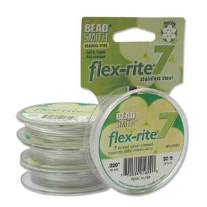 PEARL SILVER COLOR .020" 7 Strand 30' BEADSMITH FLEX-RITE Bead Wire FLEXRITE- 